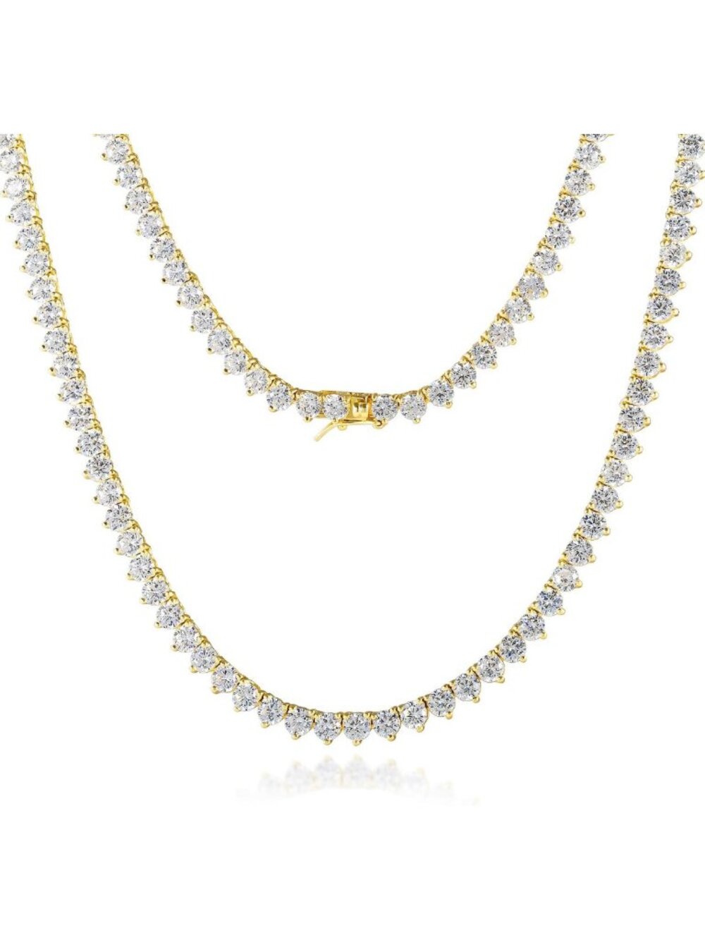 Elegant Tennis Necklace for Women, 18K Gold Plated, 4mm Simulated Diamond